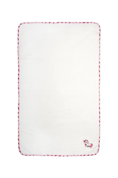 Κουβέρτα Πικέ Με Κέντημα bebe Unicorn 188 100X160 White-Pink 100% Cotton