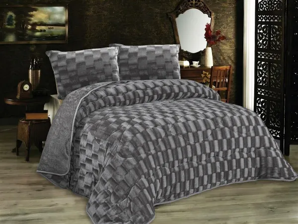 Κουβερτοπάπλωμα με εφέ Fleece 750 gsm 1940 Grey 220Χ240 100% Polyester