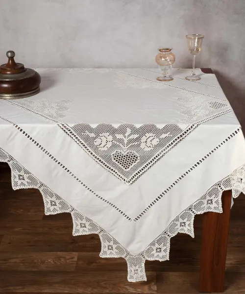 Χειροποίητο τραπεζομάντηλο 1460 (170cm x 220cm) μπέζ