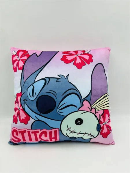Βελούδινο Μαξιλάρι Disney Home Stitch 613 38X38 Pink 100% Velboa