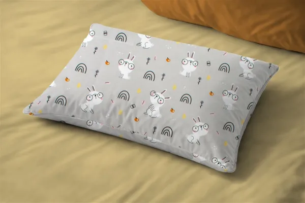 Μαξιλαροθήκη Εμπριμέ kids Rabbit Garden 586 50X70 Grey 100% Cotton