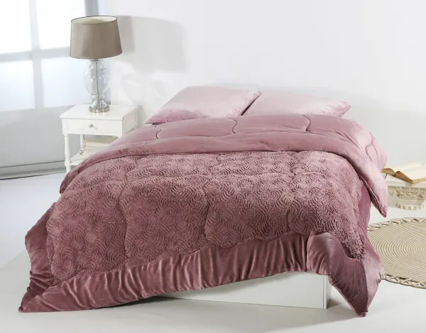 Κουβερτοπάπλωμα pv plush (240cm x 260cm) rust red