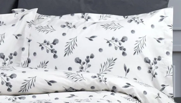 Μαξιλαροθήκη Εμπριμέ Μυρτώ 350 50X70 Grey 100% Cotton Flannel