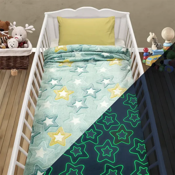 LINO ΚΟΥΒΕΡΤΑ FLEECE ΦΩΣΦΟΡΙΖΕ STER MINT 110X150