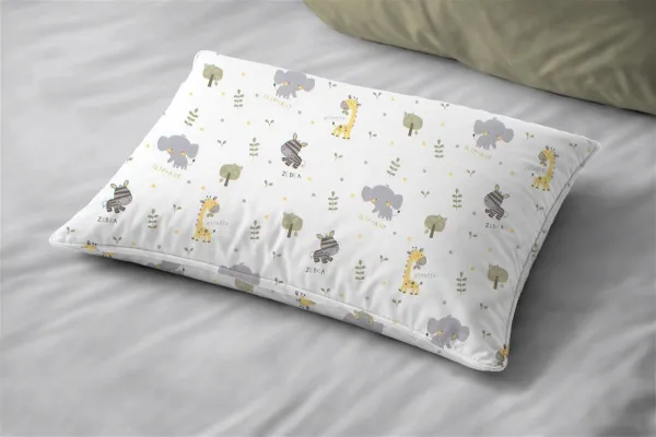 Μαξιλαροθήκη Εμπριμέ bebe Happy Safari 713 35X45 White-Grey 100% Cotton