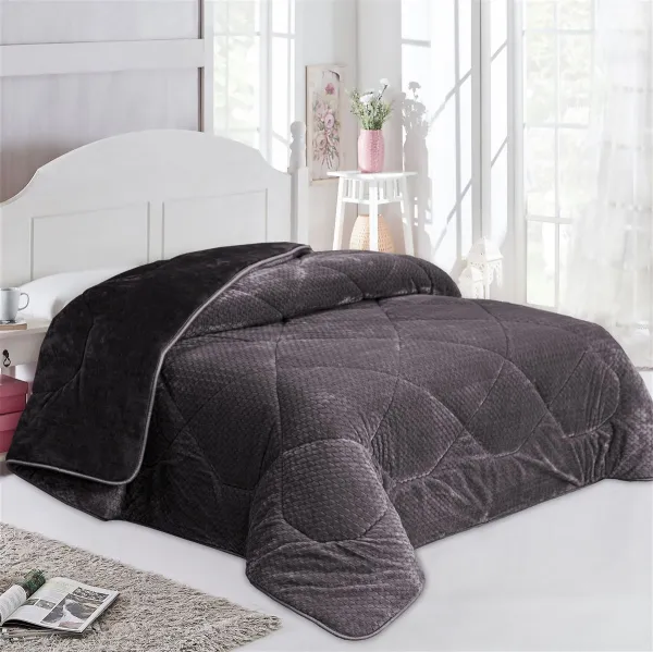 Κουβερτοπάπλωμα Jacquard Waves-Fleece 700 gr/m² 1960 Grey-Black 220x240 100% Polyester