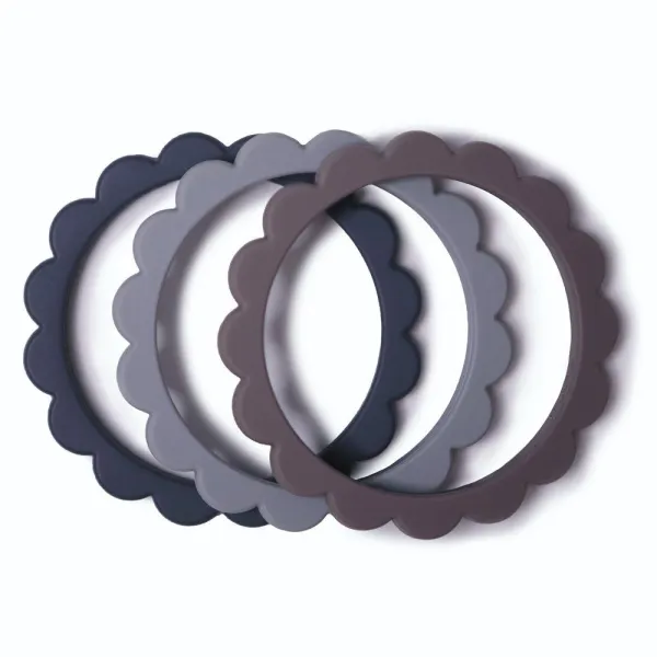 Σετ 3 Βραχιόλια Οδοντοφυΐας - Dove Gray/Steel/Stone - Mushie