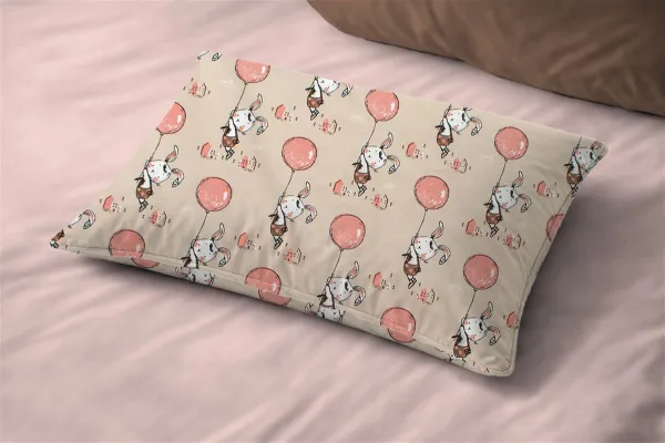 Μαξιλαροθήκη Εμπριμέ bebe Floating Bunny 714 35X45 Beige-Salmon 100% Cotton