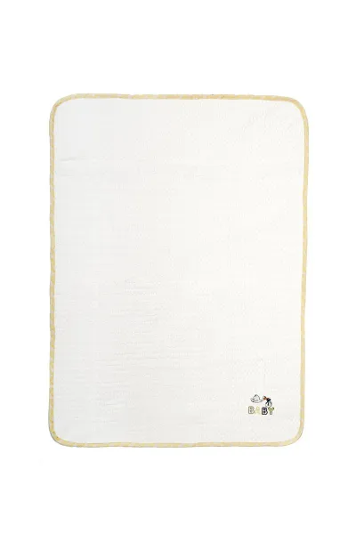 Κουβέρτα Πικέ Με Κέντημα bebe Stork 193 100X160 White-Yellow 100% Cotton