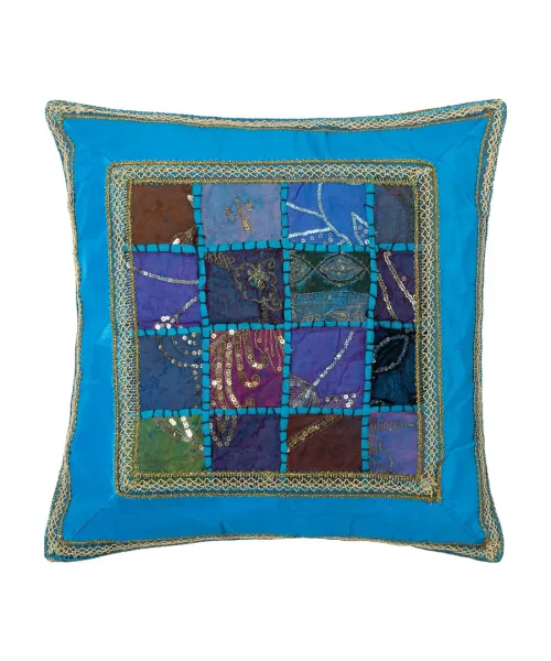 Μαξιλαροθήκη antic με φάσα (45cm x 45cm) σιέλ