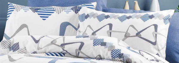 Μαξιλαροθήκη Εμπριμέ Δαρεία 489 50X70 White-Blue 70/30 Cott/Pol