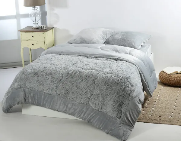 Κουβερτοπάπλωμα pv plush (220cm x 240cm) blue silver