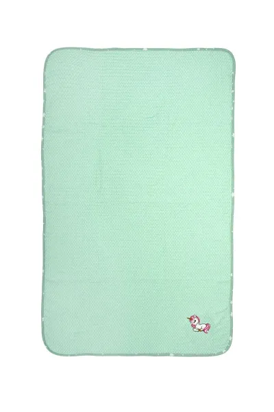 Κουβέρτα Πικέ Με Κέντημα bebe Unicorn 190 80X110 Mint 100% Cotton