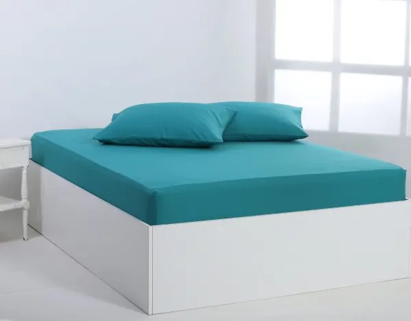Βαμβακερό σεντόνι essentials (105cm x 200cm + 35cm) teal blue