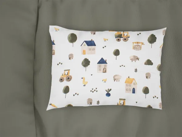 Μαξιλαροθήκη Εμπριμέ bebe Village 579 35X45 White-Green 100% Cotton