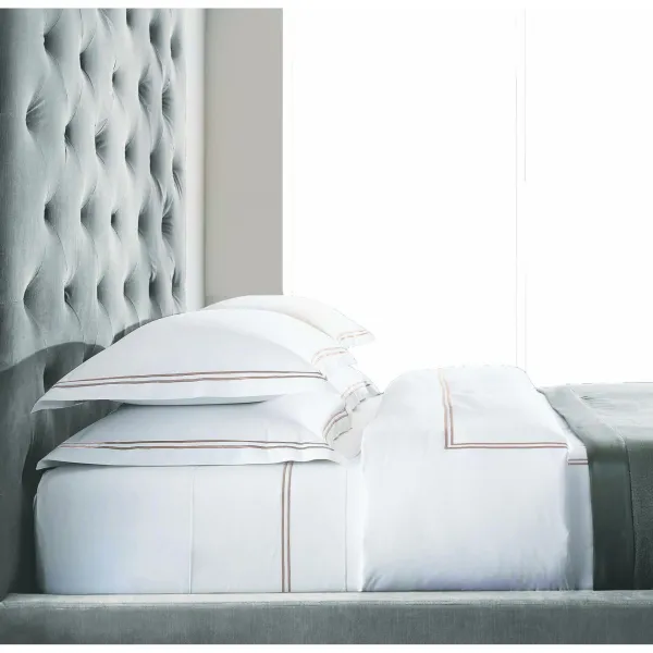 BAR11 ΣΕΤ ΣΕΝΤONIA Y/Δ  WHITE/BEIGE 230TC 100% COTTON SATIN 