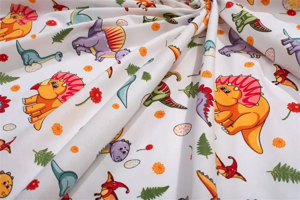 Σεντονάκι Λίκνου bebe Dinosaur 520 80x110 White-Orange 100% Cotton