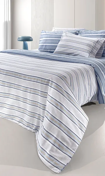 Σετ 4τμχ Σεντόνια Pinstripe Denim με Λάστιχο