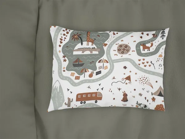 Μαξιλαροθήκη Εμπριμέ kids Countryside 580 50X70 White-Mint 100% Cotton