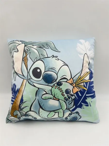 Βελούδινο Μαξιλάρι Disney Home Stitch 612 38X38 Pale Blue 100% Velboa