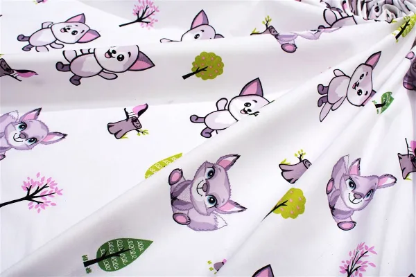 Σεντονάκι Λίκνου bebe Baby Foxes 594 80X110 White-Pastel Lilac 100% Cotton