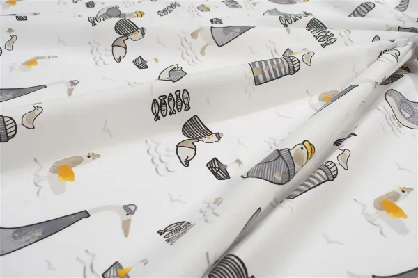 Πάνα Χασέ bebe Seabirds 578 80X80 White-Grey 100% Cotton
