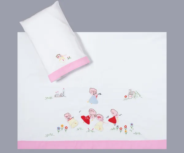 bebe σεντόνι (85cm x 135cm + 26cm x 40cm) ροζ