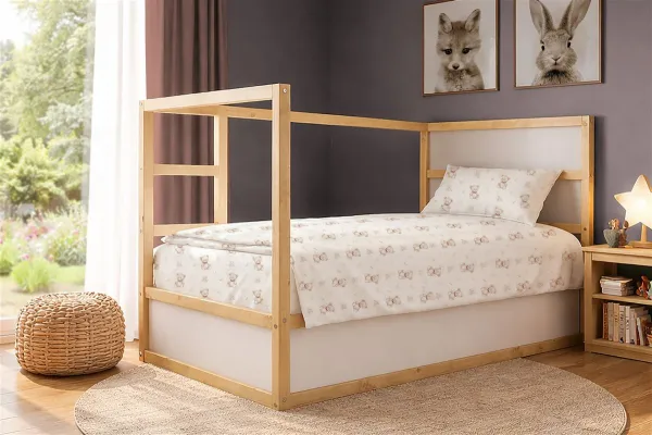 Παπλωματοθήκη Εμπριμέ kids Newborn Bear 716 160x240 White-Beige 100% Cotton
