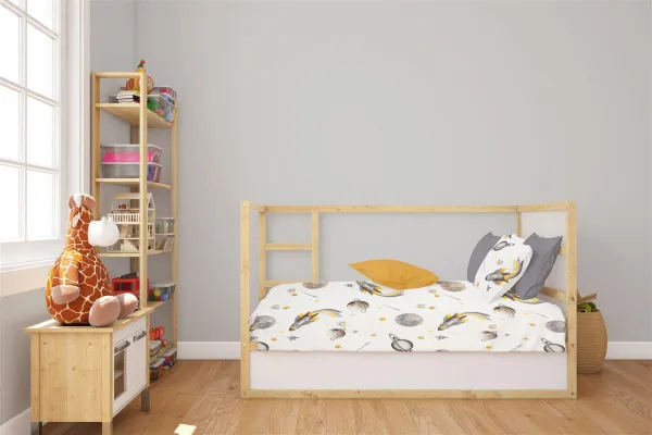 Κατωσέντονο Με Λάστιχο bebe Space Mission 183 0,70X1,40X0,15 White-Grey 100% Cotton