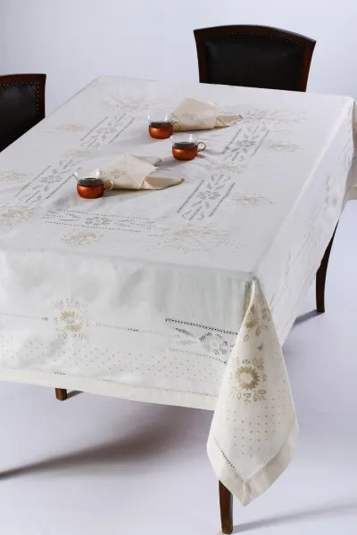 Χειροποίητο τραπεζομάντηλο JX57B (170cm x 220cm) μπέζ