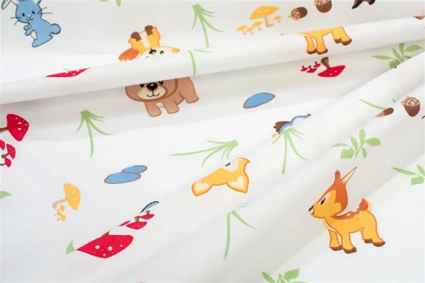 Σεντονάκι Λίκνου bebe Forest Animals 570 80X110 White-Sky Blue 100% Cotton