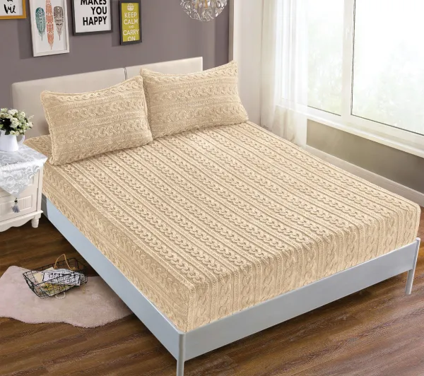 Σεντόνι fleece braid (160cm x 200cm ) ivory
