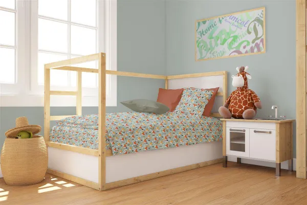 Παπλωματοθήκη Εμπριμέ bebe Fox 528 120X160 Pale Cyan 100% Cotton