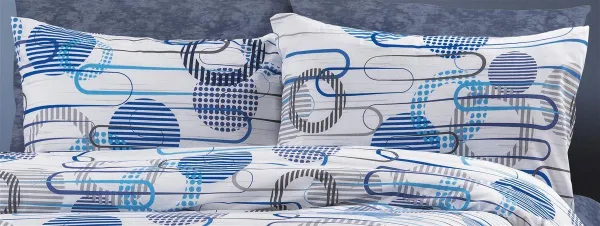 Μαξιλαροθήκη Εμπριμέ Διώνη 602 50X70 White-Blue 70/30 Cott/Pol