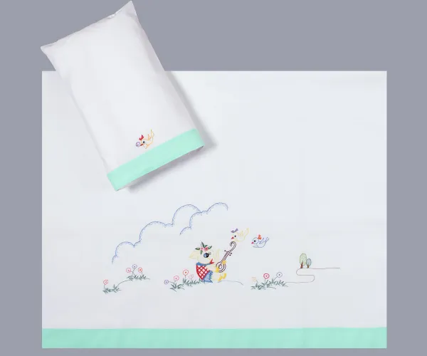 bebe σεντόνι (85cm x 135cm + 26cm x 40cm) πράσινο
