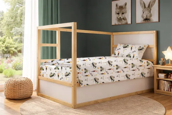Παπλωματοθήκη Εμπριμέ kids Animal Grand Prix 590 160X240 White-Olive 100% Cotton