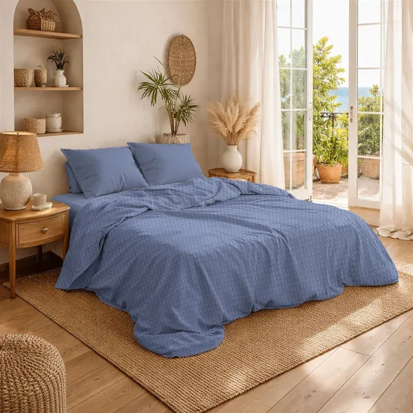 Κουβέρτα Πικέ Μονόχρωμη 325 gr/m² 255x270 Classic Blue 100% Cotton