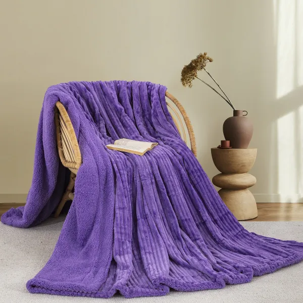 Κουβέρτα Fleece/Sherpa Υπέρδιπλη 220x240 cm Adam Home - Μωβ