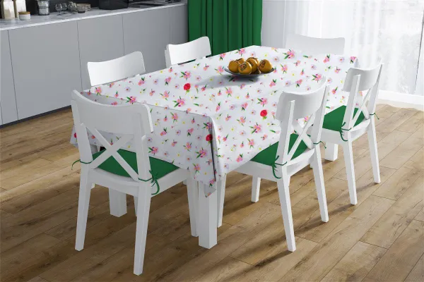 Αλέκιαστο Καρέ Ψηφιακής Εκτύπωσης Daisies 463 90X90 White-Pink 70/30 Cott/Pol