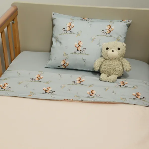 Minky ΝEW Κουβέρτα Λίκνου Διπλής Όψης 75x95 Des.429 Oliver Baby