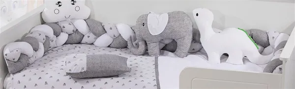 Πάντα Πλεξούδα bebe Τρίχρωμη 27 Μήκος 220 cm White-Grey 65/35 Cott/Pol