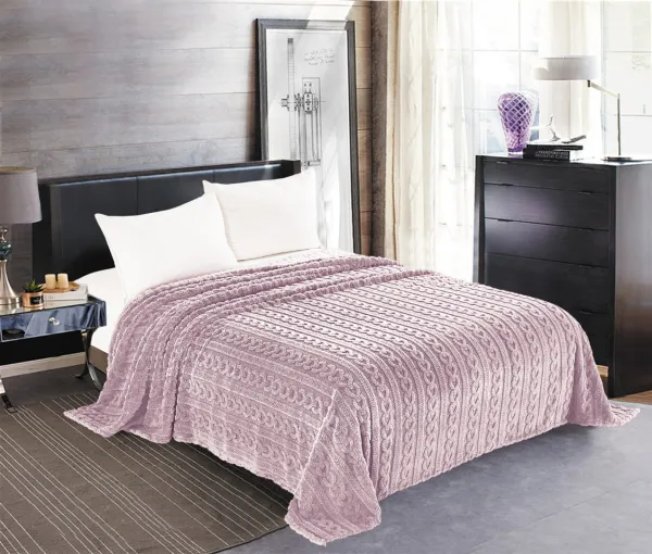 Κουβέρτα fleece braid (220cm x 240cm) λιλά