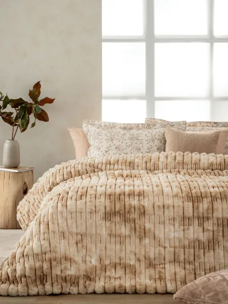 Κουβερτοπάπλωμα Υπέρδιπλο 220x240 ROZA BEIGE