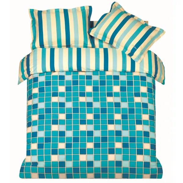 ΠΑΠΛ/ΘΗΚΗ ΣΕΤ Υ/Δ SQUARES(BLUE) 220x240cm 2*50x70cm 100%COTTON