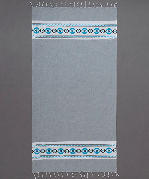 Pestemal με πετσέτα nkp707 (90cm x 180cm) γκρί