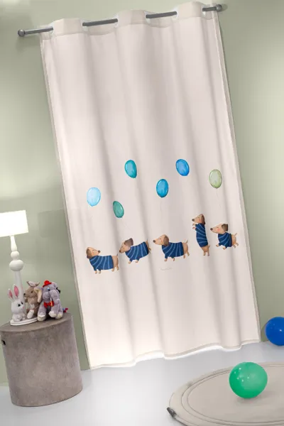 Κουρτίνα Soft - Touch Pet Blue με Τρουκς 