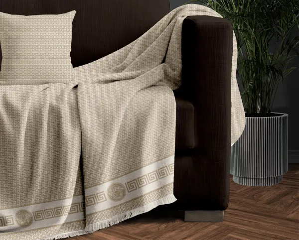 MONOΘ.ΡΙΧΤΑΡΙ MEANDROS BEIGE1 180Χ180 100% CHENILLΕ