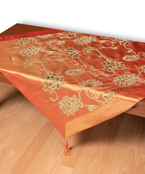 Σατέν τραπεζοκαρέ 7710 (135cm x 135cm) πορτοκαλί