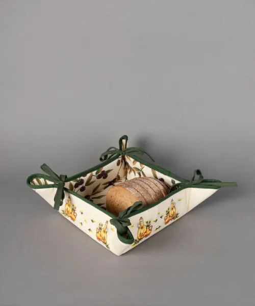 Βαμβακερή ψωμιέρα με στάμπα (35cm x 35cm) κανάτα εκρού