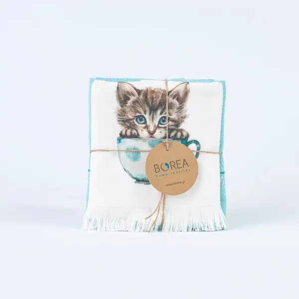 Ποτηρόπανα Κουζίνας KittenCup Σετ 2ΤΜΧ